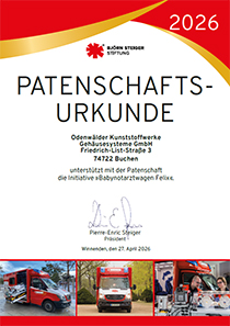 Certificate of Patron of the emergency baby ambulance 