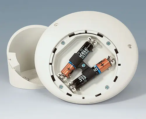 Battery holder clamps down securely 2 x AAA (for enclosures with base 30°/55° necessary)