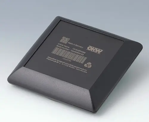 ART-CASE de ABS (UL 94 HB), negro con inscripción láser