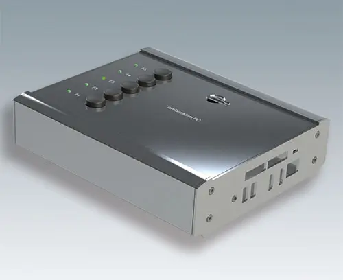 Placa de aluminio como cierre lateral; para cajas personalizadas véanse los componentes del sistema
